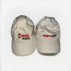 Vintage Showtime Unlimited & ESPN HD Promo Khaki Hats Adjustable Strapback Lot